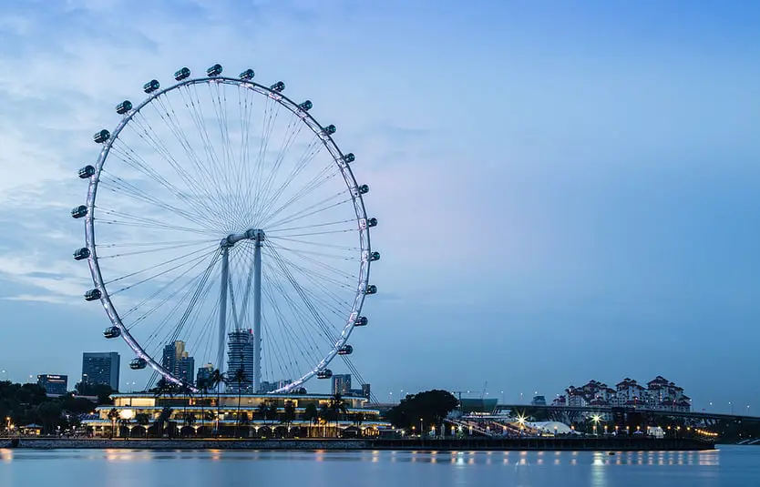 Singapore Flyer Ferris Wheel At Night View