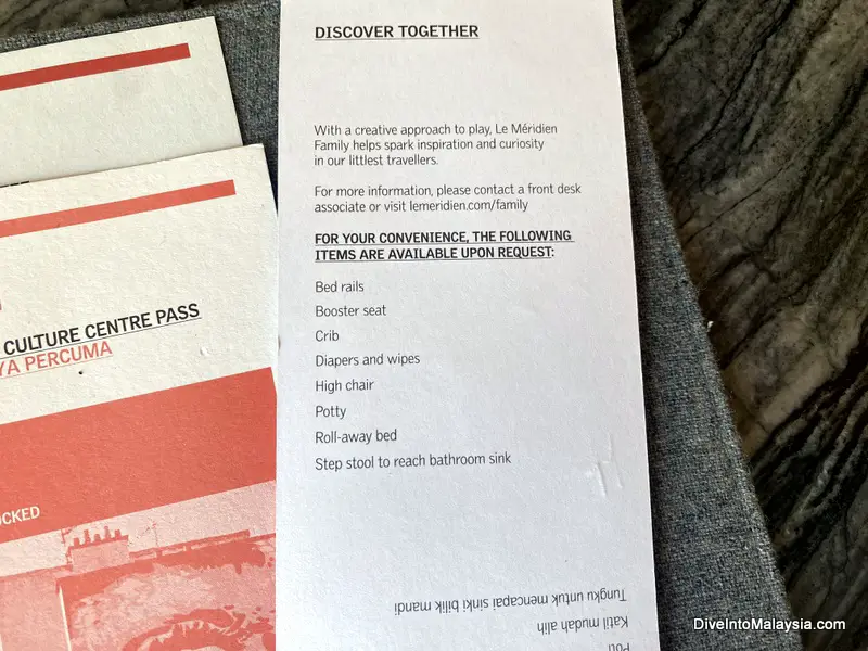 Le Méridien Kota Kinabalu list in room of baby and kids items available for families