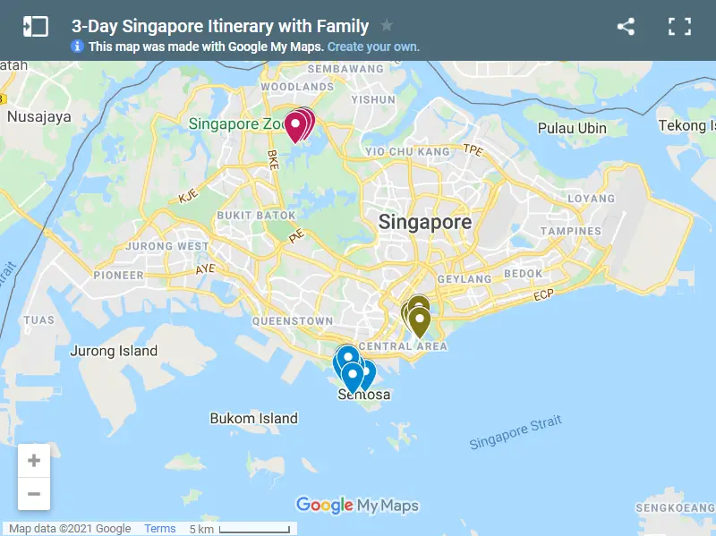 3-Day Singapore Itinerary with Family map
