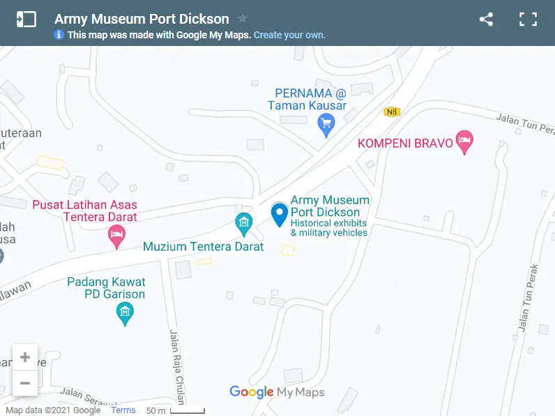 Army Museum Port Dickson map