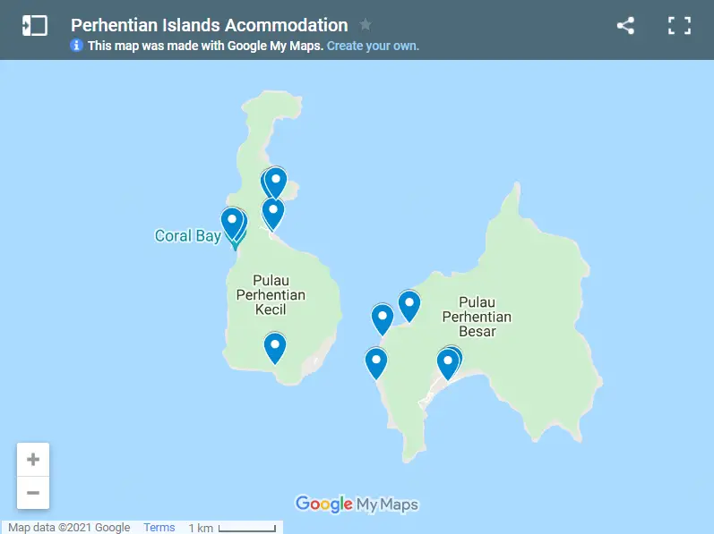 Perhentian Islands Acommodation map