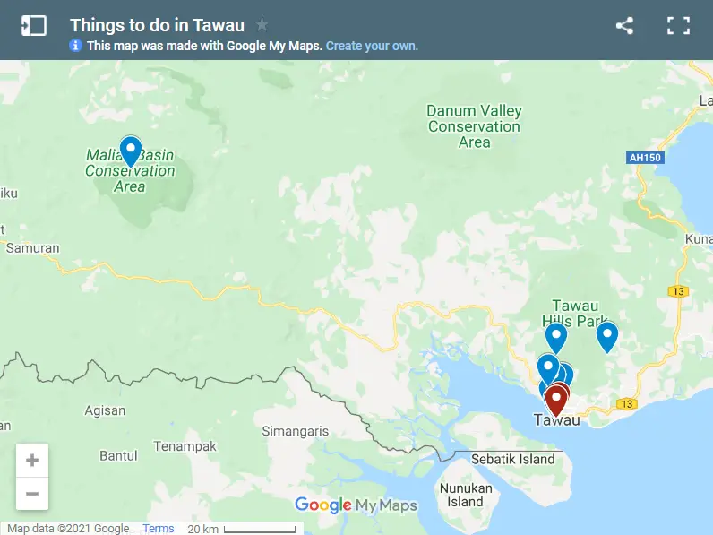 Things to do in Tawau map